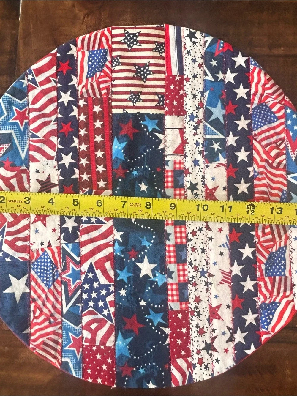 TABLE PLACEMATS  15” Round (SET OF 4) HANDMADE Patriotic Stars & Flags